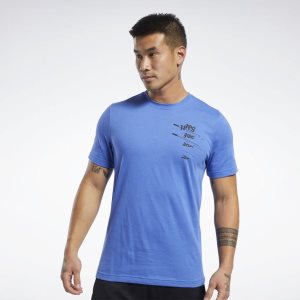 Reebok Graphic T Shirt Herren - Blau - DE 140-YGX